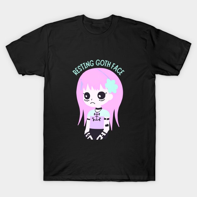 Pastel Goth Kawaii Aesthetic - Resting Goth Face T-Shirt by TriHarder12